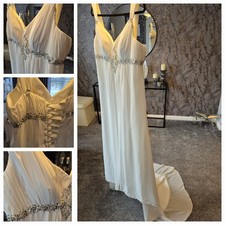 Ivory Grecian Style Wedding Dress Size 16, Straps & Beading