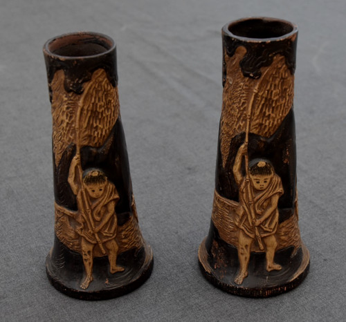 Pair antique bretby art - antique,