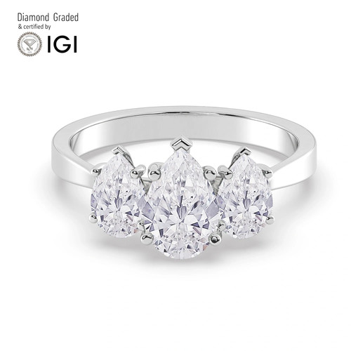 Pear diamond trilogy ring - pear,