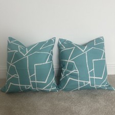 SOFA.COM deep Turquoise (teal) cotton 45cm x 45cm feather cushions 2 available.