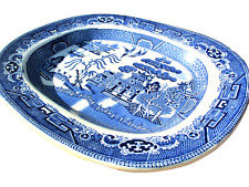 willow pattern Meat Platter Plate blue white  c1860  A