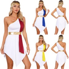 UK Women's Ancient Greek Roman Costume Princess Fancy Dress Ball with Headdress