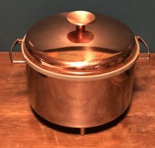 Retro MCM Stainless & Copper Color Sparklet Insulated Space Age Ice Bucket Pot