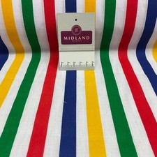 £2.75 Multi coloured Striped Nautical Stripes Poly cotton fabric 110cm M1701