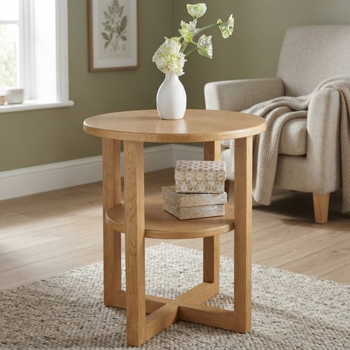 Contemporary round oak - round, side