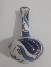 Fettah Turkish Anatolian Hand Painted Iznik Ceramic Bud Vase 11 cm High