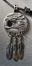 Dream Catcher Dragon Pewter Pendant, Cord Necklace, Nickel Free, 7cm 
