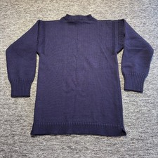 Guernsey Woollens Jumper Mens Small Navy Knit Fisherman Heavyweight Wool Sweater