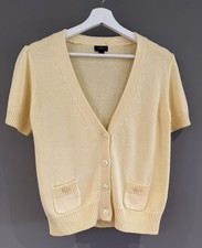 Lindex Ladies Buttercup Yellow Short Sleeve V-neck Knit Cardigan Top Size M