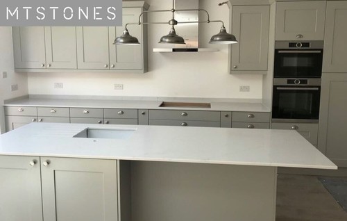 White quartz kitchen - quartz, worktop