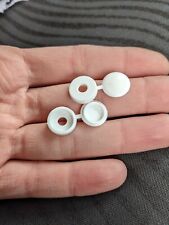 4 x White Car Number Plate, hinged screw flip top Cap Covers - unused
