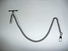 Single albert  black plated pocket watch chain fob t bar standard