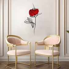 Modern Metal Line Art | Red & Black Rose Wall Decor – Minimalist Metal Wall Art