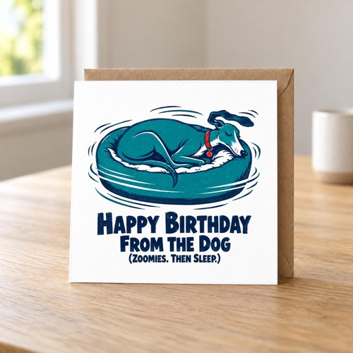 Greyhound birthday card from - birthday,