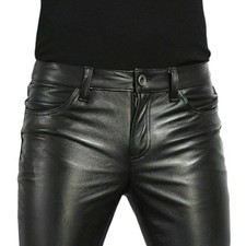 Mens Black Leather Trousers