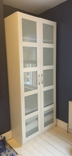 Ikea PAX 236 x 100 x 60 White Wardrobe, Glass Doors, 2 Drawers, 3 Shelves & Rail