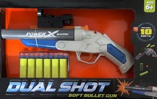 Soft Bullet Gun Dual Shot Toy Foam Blaster Includes 10 Foam Darts Age 6+