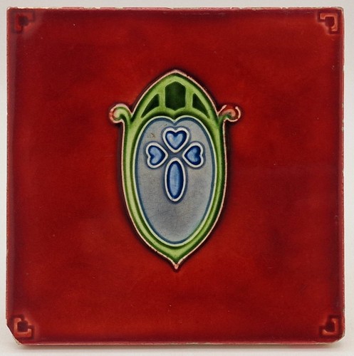 Antique fireplace tile moulded - fireplace,