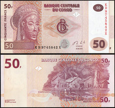 CONGO DEMOCRATIC REPUBLIC 50 FRANCS (P97A) 2013 UNC BANKNOTE