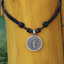 Leather Necklace Surfer Tree of Life Ladies Men Surf Jewelery Chain
