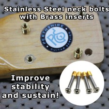 Stainless Steel Guitar Neck Bolt upgrade. Free insertion tool included.