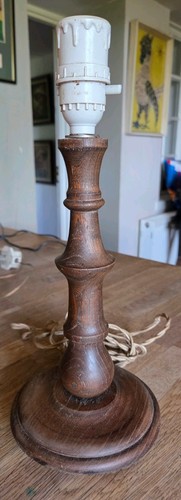 Vintage turned wood lamp base - turned,