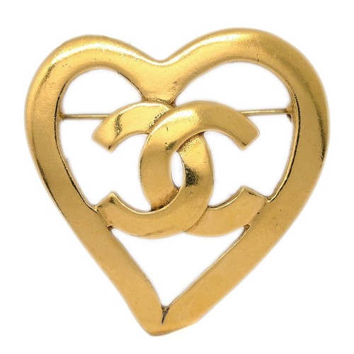 Chanel heart brooch gold - chanel,