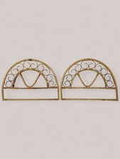 Pair of Vintage peacock style Bamboo bed heads. boho tiki