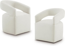 Set of 2 Ivory Dining Chairs