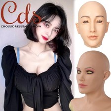 Realistic Silicone Female Face Mask Crossdresser Head Mask For women For Cosplay