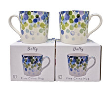 2 China Mugs Blue Dotty Mug
