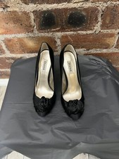 DUNE BLACK SATIN COURT SHOES