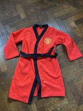 BOYS OFFICIAL MANCHESTER UNITED FLEECE DRESSING GOWN ROBE 5/6yrs VGC WARM