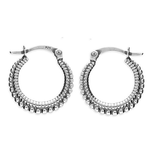 Silver bali hoop earrings - hoop,