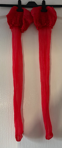 Red lace holdup stockings - holdup,