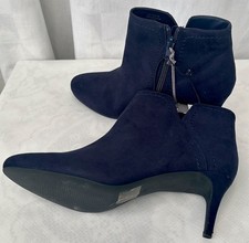 PRINCIPLES Navy Faux Suede Kitten Heel Ankle Boots - Size UK 7 New with Tags