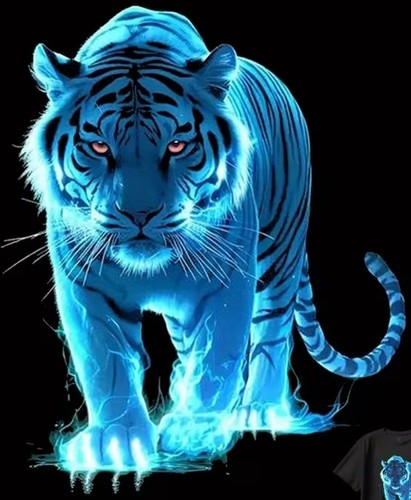 Glowing blue tiger 18cm - tiger, diy