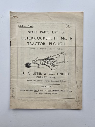 Lister cockshutt tractor - lister, no.6