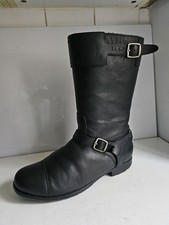 UGG AUSTRALIA GERSHWIN UK 8.5 UK 41 BLACK LEATHER BIKER MID-CALF WINTER BOOTS