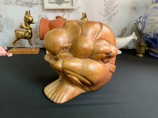 Vtg Hand Carved Wooden Weeping  Crying Buddha Yogi Man Sculpture Figurine 6”