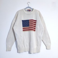 Vintage McNeal Sport Jumper Mens XXL Cotton Knit Boxy USA Flag Embroidery Retro