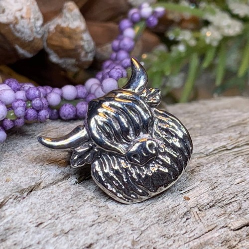 Shaggy highland cow lapel pin - lapel,
