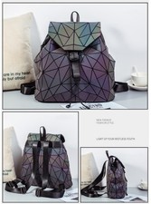 Fashion Diamond Geometric Luminous Backpack Laser Bag Drawstring BagTravel Bag 