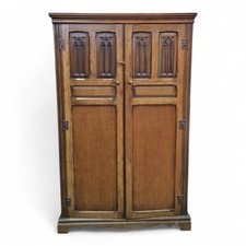 Antique edwardian oak wardrobe - edwardian,