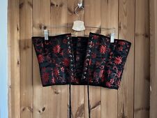 Silk Corset Panelling Hook Eye Front Fastening Tie Back Japanese Floral Red Y2K
