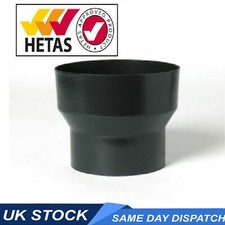 Single Wall Increasing Adapter Flue Pipe 125mm 5″ to 6" Black Vitreous Enamel 
