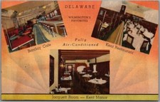 Wilmington, Delaware Postcard KENT HOTEL / Barclay Cafe-Restaurant Linen 1944