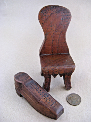 Antique treen miniature chair