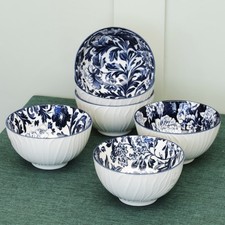 Set Of 6 Blue & White Floral
