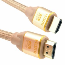 PURE HDMI 2.0 2160p 4k UHD TV Braided High Speed Cable Lead Gold 0.5m/50cm/3m